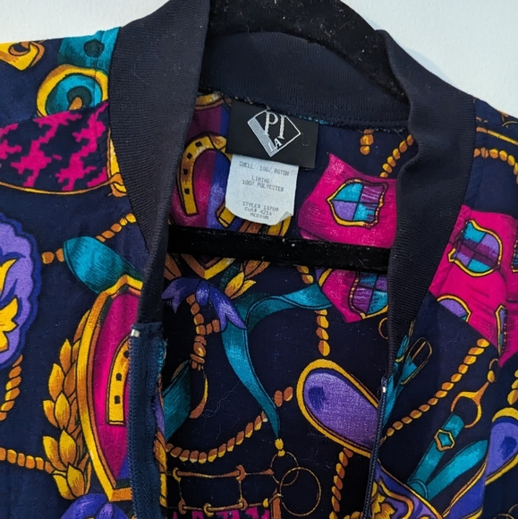 PI LA Equestrian Multicolor Bomber Zip Up Jacket - Picture 3 of 5